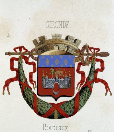 Armoiries de la ville de Bordeaux - dans "Armorial National de France", par H. Traversier, Paris - French School