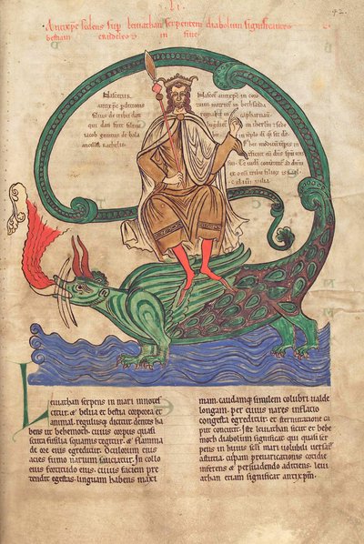 Antéchrist chevauchant le Léviathan, du Liber Floridus par Lambert de Saint-Omer vers 1120 - French School