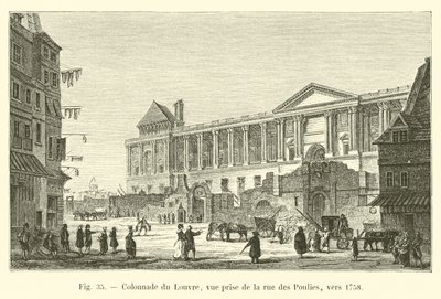 Colonnade du Louvre, vue prise de la rue des Poulies, vers 1758 - French School