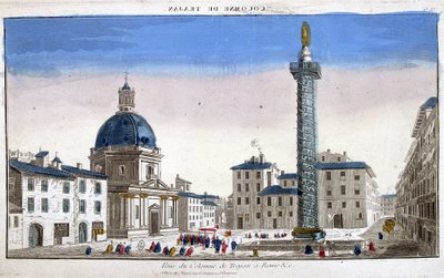 Vue de la colonne Trajane (Colonna Traiana) à Rome - gravure - French School