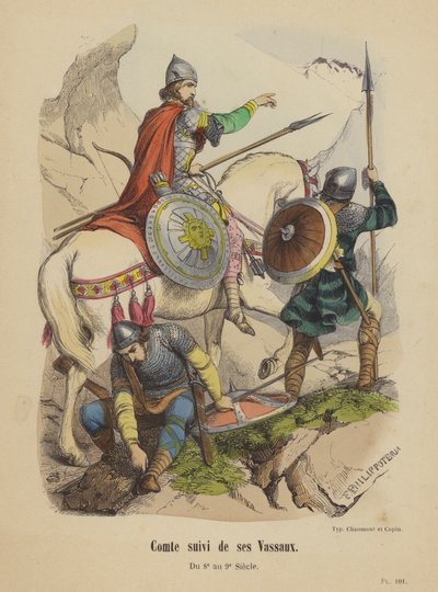 Comte suivi de ses Vassaux, du 8e au 9e siècle - French School