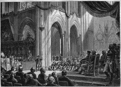 Concordat de 1801 - Réintroduction des rites catholiques, Pâques, 8 avril 1802 Notre-Dame de Paris - Restauration officielle des cultes en présence de Bonaparte : Te Deum à Notre Dame - French School