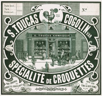 Devanture de confiserie, vers 1900 (gravure) - French School