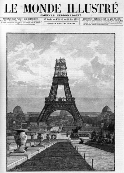 Construction de la Tour Eiffel (176 mètres) en 1888 à Paris - French School