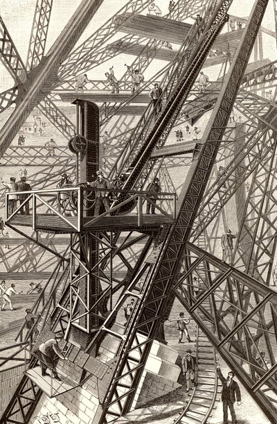 Construction de la tour Eiffel, Paris - French School