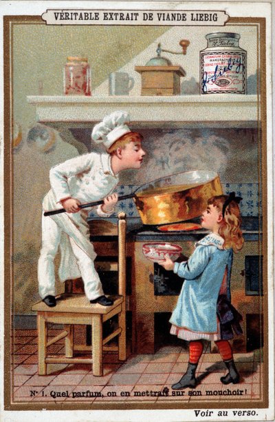 Cuisinier dans son four - chromo. Liébig - French School