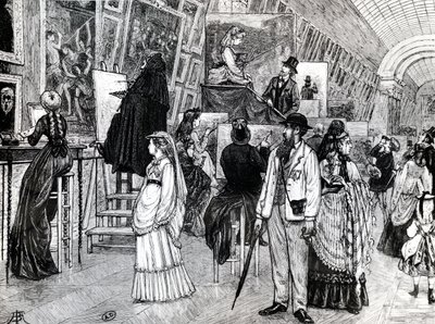 Copistes dans la Grande Galerie du Louvre, vers 1880 - French School