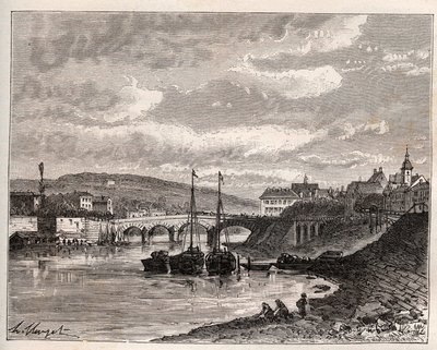 Corbeil Essonnes - gravure dans «La France illustrée: géographie, histoire, administration statistique» par V.A. Malt-Brown. 1884 - French School