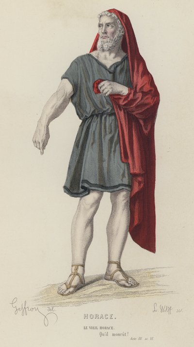 Corneille, Horace, Acte III, Scène VI (gravure en couleur) - French School