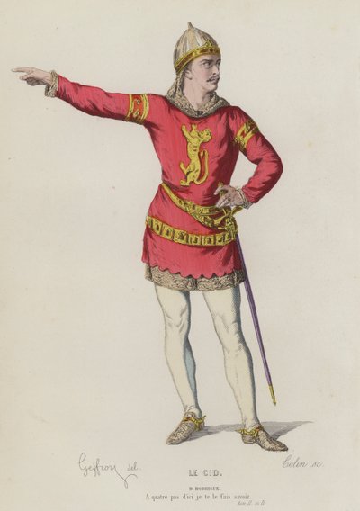 Corneille, Le Cid, Acte II, Scène II (gravure en couleur) - French School