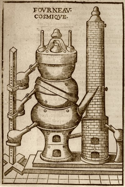 Four cosmique, de La Theotechnie Ergocosmique par Annibal Barlet (1653) illustré dans une histoire de la magie publiée à la fin du XIXe siècle - French School