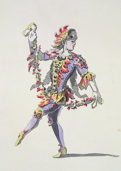 Conception de costume pour Triton, dans un ballet du XVIIe siècle, de la collection Menus Plaisirs, fac-similé par A. Guillaumot Fils (gravure en couleur) - French School
