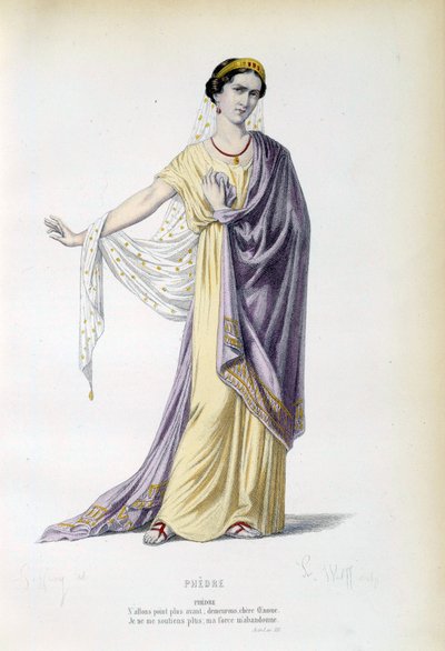 Costume pour le personnage de Phèdre dans la pièce du même nom de Jean Racine (1639-1699) 19ème siècle Paris, Comédie-Française - French School