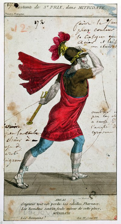 Costume de Saint-Prix dans la tragédie Mithridate de Racine, XVIIIe-XIXe siècle - French School