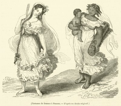 Costumes de femmes a Panama (engraving) - French School