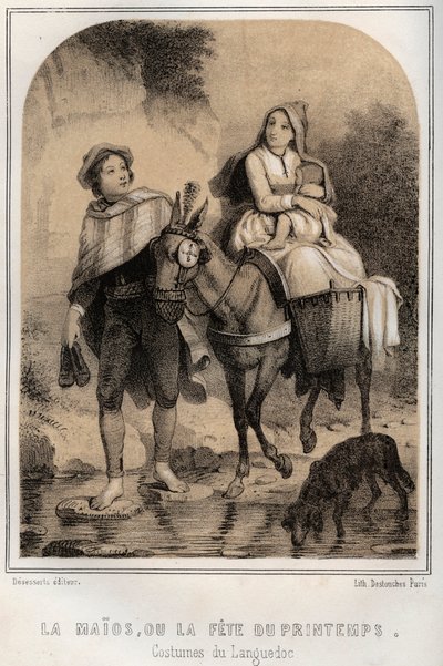 Costumes du Languedoc - la Maios ou la fête du printemps - gravure dans « Les soirées de mon oncle, mémoires et récits de voyages » par Moring Michel - Fin XIXe siècle - French School