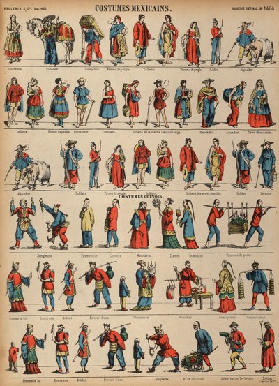 Costumes du Mexique et de la Chine - French School