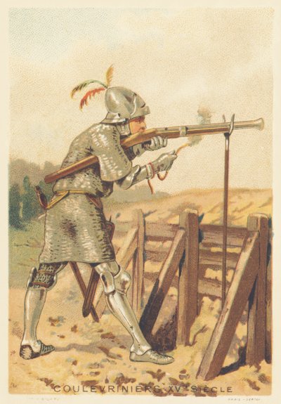 Coulevrinier au XVe siècle (Homme de guerre, à pied ou à cheval, arme d