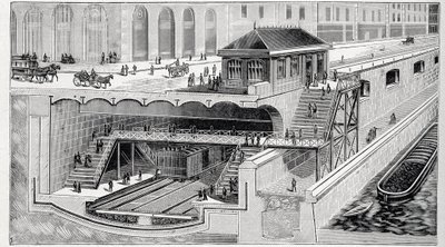 Coupe de la station Saint Michel à Paris dans "La nature" 1899 - French School