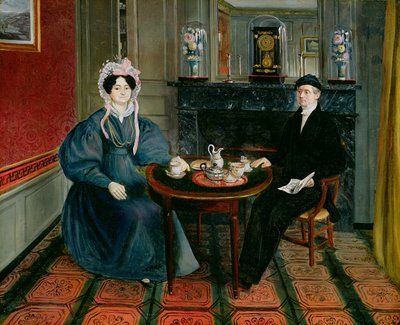 Couple prenant le thé, vers 1830 - French School