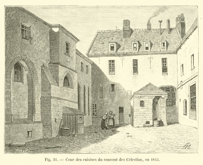 Cour des cuisines du couvent des Célestins, en 1845 - French School