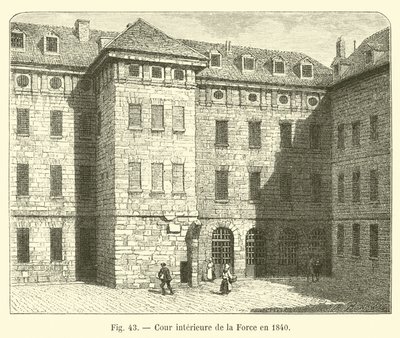 Cour intérieure de la Force en 1840 - French School