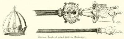 Couronne, Sceptre et main de justice de Charlemagne - French School