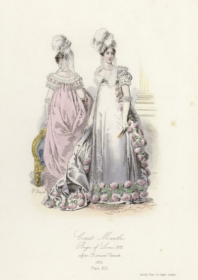 Manteaux de cour, règne de Louis XVIII de France - French School