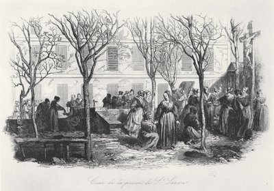Cour de la Prison Saint-Lazare à Paris, vers 1840 - French School
