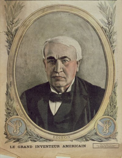 Illustration de couverture du Petit Journal représentant Thomas Alva Edison, 1917 - French School