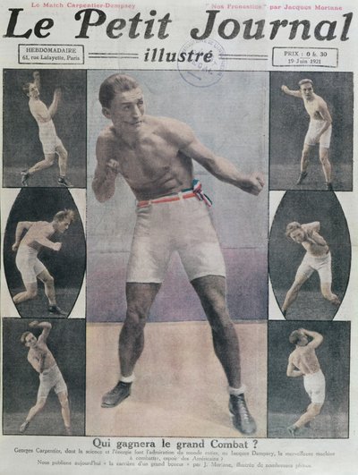 Couverture du Petit Journal présentant le combat entre Carpentier et Dempsey, 1921 - French School