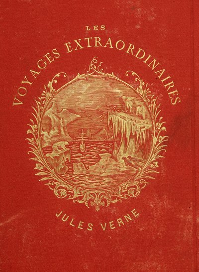 Couverture de la collection "Les Voyages Extraordinaires" de Jules Verne. Fin du 19ème siècle. - French School