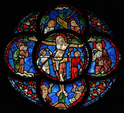 Crucifixion avec Marie et Jean, Adam et Ève - French School