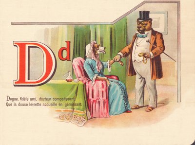 D : Danois, ami fidèle, médecin compatissant, que le doux style canin accueille en gémissant - French School