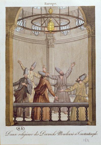 Danse des Derviches Mewlewis à Constantinople, 1811 - French School
