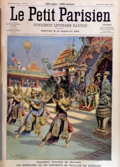Danseurs du roi Sisowath au pavillon du Cambodge, exposition coloniale de Marseille - dans « Le Petit Parisien » du 17/06/1906. - French School