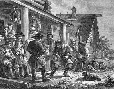 Danse villageoise russe. Gravure de Durand d