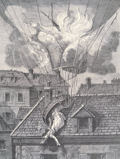Mort de Madame Blanchard dans un accident aéronautique en 1819 - French School