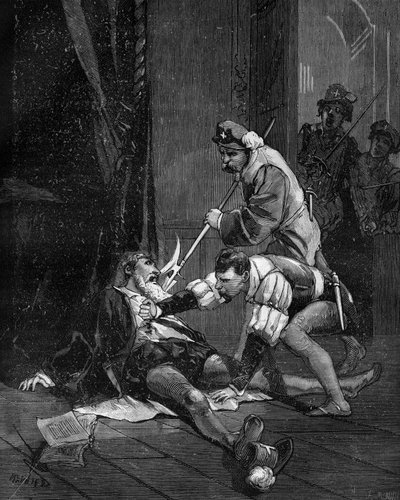 Mort de Petrus Ramus. Pierre de La Ramée humaniste, mathématicien et philosophe français (1515 -1572). - French School