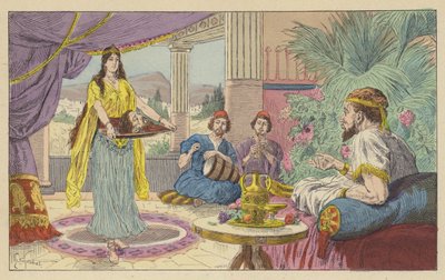 Mort de saint Jean-Baptiste (lithographie couleur) - French School