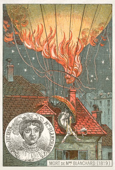 Mort de la montgolfière Sophie Blanchard, 1819 - French School