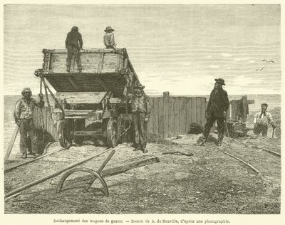 Déchargement des wagons de guano - French School