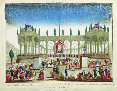 Décoration et illumination de la Bastille pour la Fête de la Fédération, 14 juillet 1790 - French School
