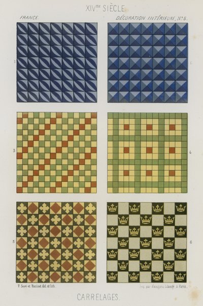 Carreaux décoratifs du 14e siècle - French School