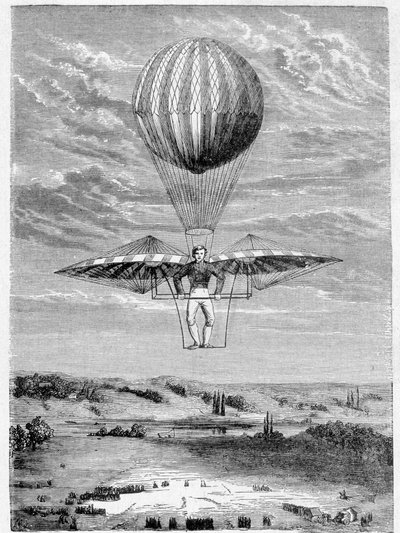 Appareil de Deghen pour la direction des aérostats en 1812 - dans « Album de la Science ; savants illustres ; Grandes découvertes » 1896 - French School