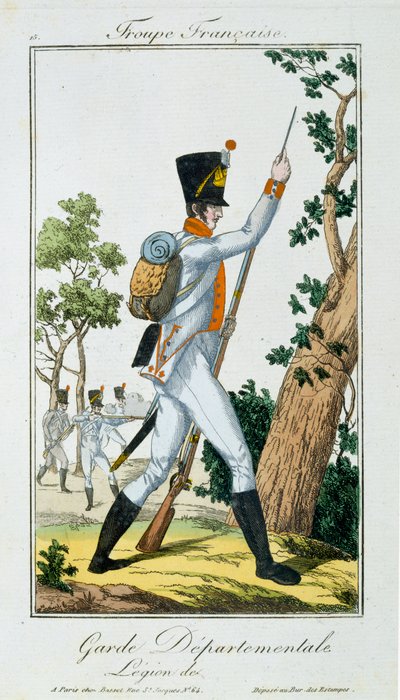 Garde Départementale, de Troupes Françaises, pub. chez Basset, Paris, vers 1790 - French School