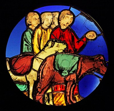 Jacob et ses fils voyagent en Égypte, ex Sainte-Chapelle - French School