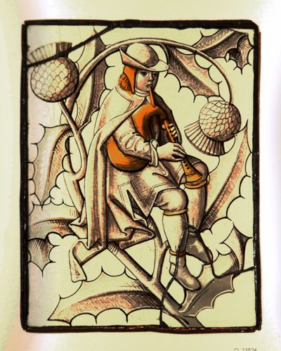 Un musicien jouant de la cornemuse - verre français - French School