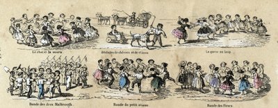 Description des loisirs et jeux des enfants : les rondes. Planche « les jeux de l