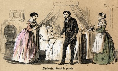 Les cinq sens : le toucher, un médecin prenant le pouls d